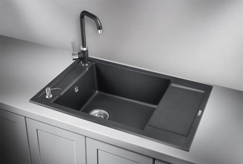 Кухонная мойка GRANULA 7806, ЧЁРНЫЙ, кварц