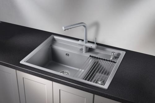 Кухонная мойка GRANULA KS-7302, АЛЮМИНИУМ, кварц