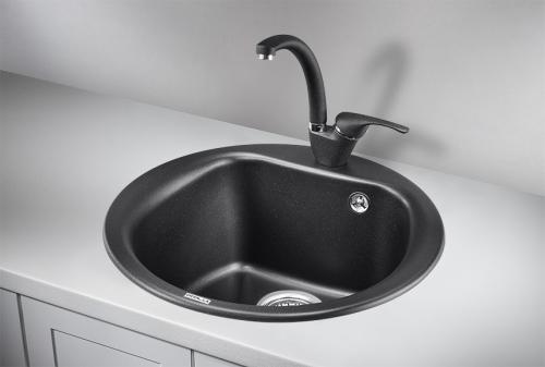 Кухонная мойка GRANULA 5101, ШВАРЦ (чёрный металлик), кварц