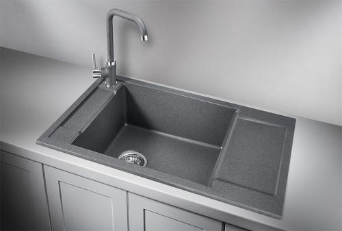 Кухонная мойка GRANULA 7806, ГРАФИТ (ЧЁРНО-СЕРЫЙ), кварц