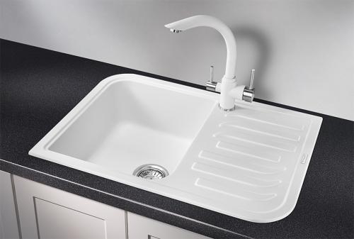 Кухонная мойка GRANULA 7001, АРКТИК (БЕЛЫЙ), кварц