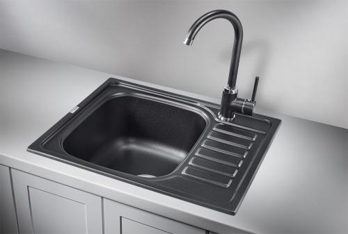 Кухонная мойка GRANULA 5801, ШВАРЦ (чёрный металлик), кварц