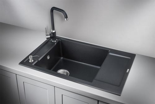 Кухонная мойка GRANULA 7806, ШВАРЦ (чёрный металлик), кварц