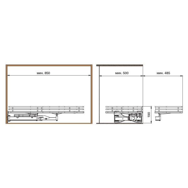 Механизм Combi'S 2 в угловую базу 900 мм, левый, отделка хром + белый
