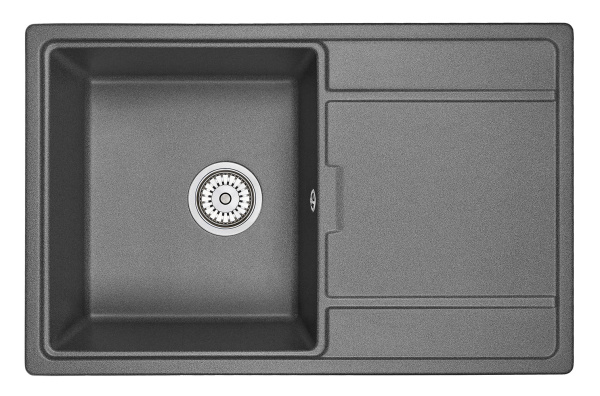 Кухонная мойка GRANULA 7804, ГРАФИТ (ЧЁРНО-СЕРЫЙ), кварц