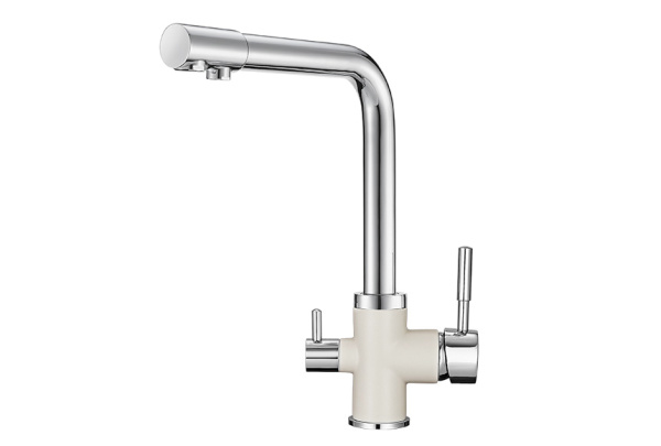 Кухонный смеситель GRANULA 3015, XРОМ/АРКТИК (БЕЛЫЙ)