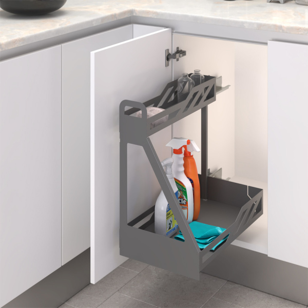 Element 7 Сетка выдвижная для бытовой химии, отделка орион серый, левая