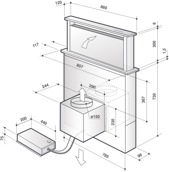 Вытяжка встраиваемая в столешницу De Dietrich DHD7961B