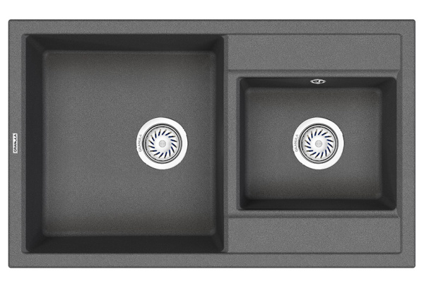 Кухонная мойка GRANULA 8201, ГРАФИТ (ЧЁРНО-СЕРЫЙ), кварц