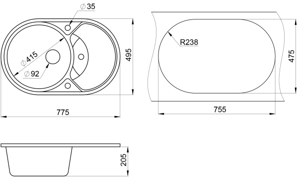 Кухонная мойка GRANULA 7801, АРКТИК (БЕЛЫЙ)  кварц