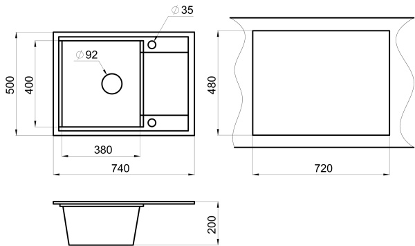 Кухонная мойка GRANULA HI-74, ЭСПРЕССО/ПЕСОК,ГИБРИД  кухонная мойка , кварц