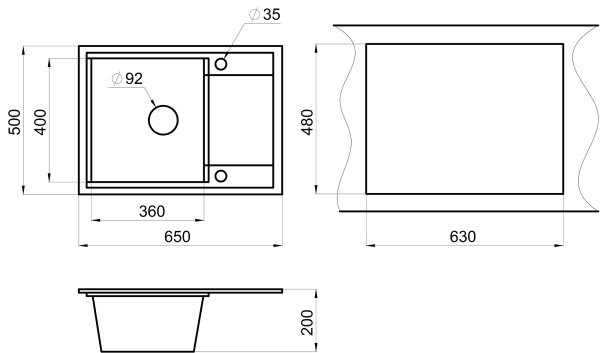 Кухонная мойка GRANULA HI-65, ПЕСОК/БРЮТ,ГИБРИД  кухонная мойка , кварц