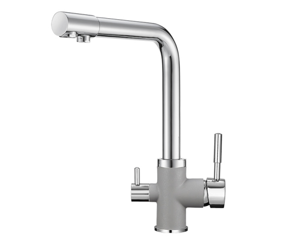 Кухонный смеситель GRANULA 3015, XРОМ/АЛЮМИНИУМ