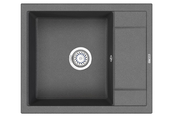 Кухонная мойка GRANULA 6002, ГРАФИТ (ЧЁРНО-СЕРЫЙ), кварц