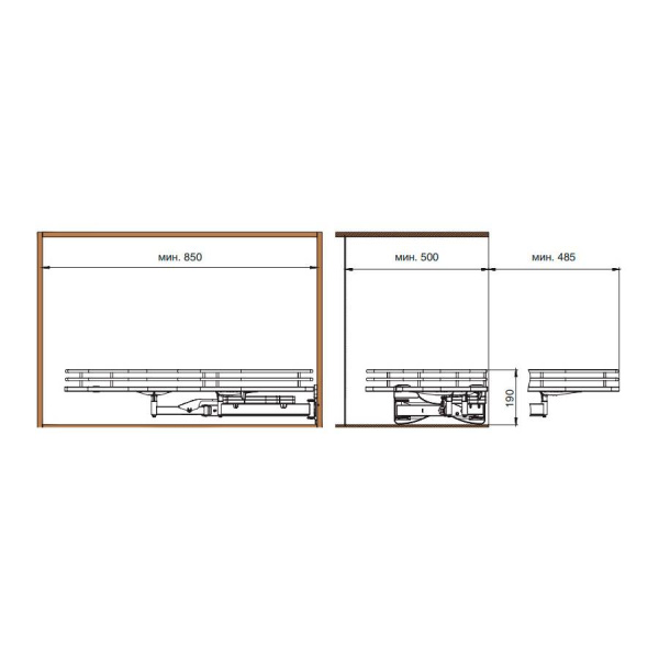Механизм Combi'S 2 в угловую базу 900 мм, правый, отделка хром + белый