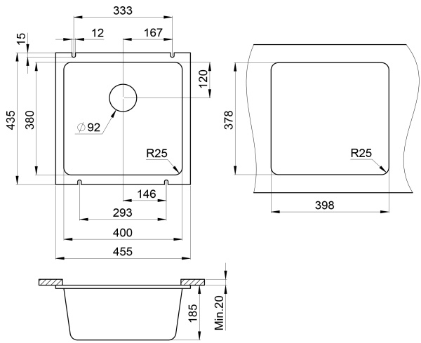 Кухонная мойка GRANULA 3801, АЛЮМИНИУМ, кварц