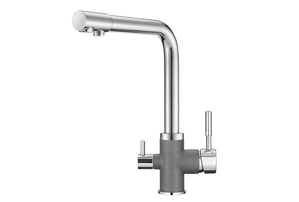 Кухонный смеситель GRANULA 3015, XРОМ/ГРАФИТ (ЧЁРНО-СЕРЫЙ)