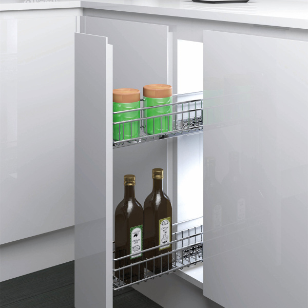 Quadro Сетка в базу 150 выдвижная с доводчиком, отделка хром (упаковка 5 шт.)