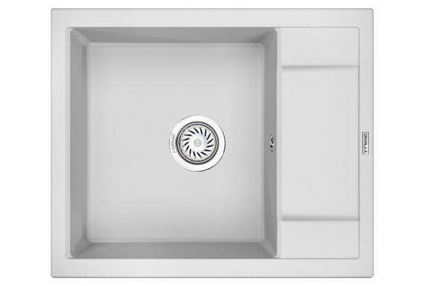 Кухонная мойка GRANULA 6002, АРКТИК (БЕЛЫЙ), кварц