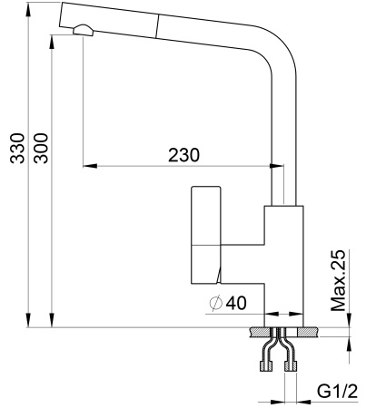 Кухонный смеситель GRANULA 2501, АНТИК (БЕЖЕВЫЙ)_