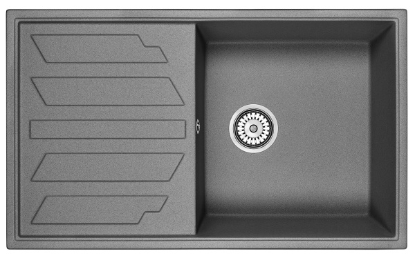 Кухонная мойка GRANULA 8601, ГРАФИТ (ЧЁРНО-СЕРЫЙ), кварц