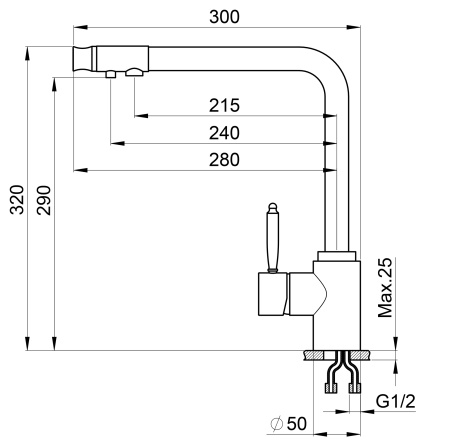 Кухонный смеситель GRANULA 2301, АЛЮМИНИУМ