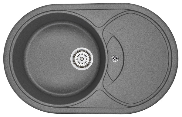 Кухонная мойка GRANULA 7801, ГРАФИТ (ЧЁРНО-СЕРЫЙ), кварц
