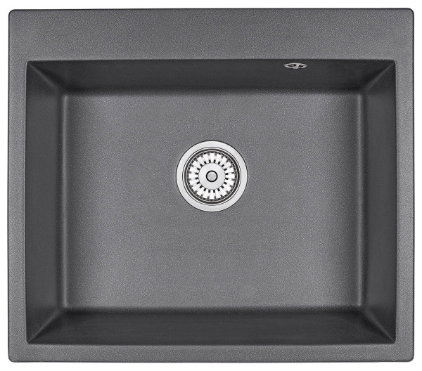 Кухонная мойка GRANULA 6001, ГРАФИТ (ЧЁРНО-СЕРЫЙ), кварц