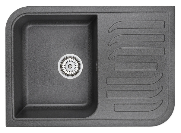 Кухонная мойка GRANULA 7001, ГРАФИТ (ЧЁРНО-СЕРЫЙ), кварц