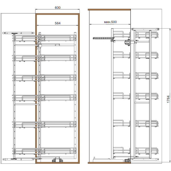Колонна Master в базу 600, с 12 сетками, отделка орион серый