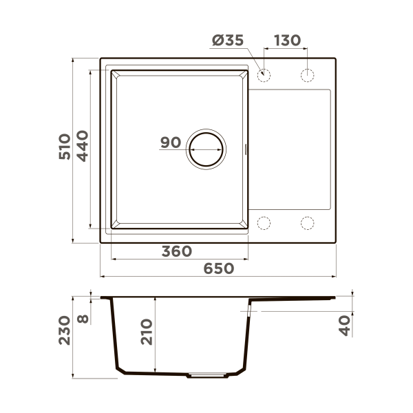 Omoikiri Daisen 65T-WH Tetogranit/белый
