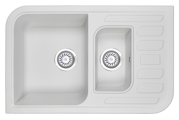 Кухонная мойка GRANULA 7803, АРКТИК (БЕЛЫЙ)  кварц