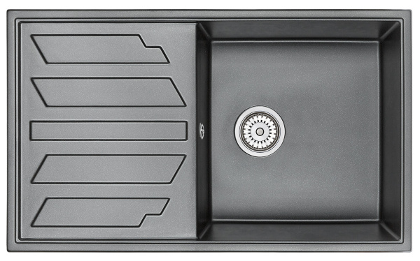 Кухонная мойка GRANULA 8601, ШВАРЦ (чёрный металлик), кварц