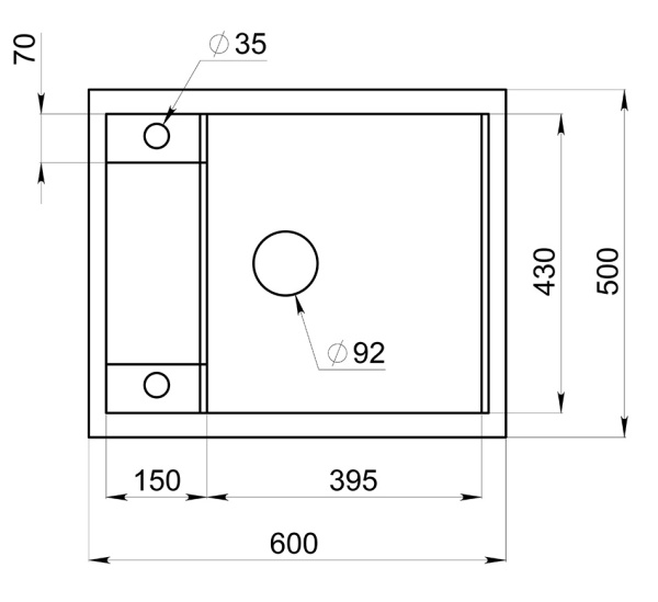 Кухонная мойка GRANULA 6002, АЛЮМИНИУМ, кварц