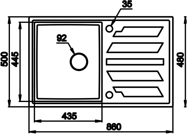 Кухонная мойка GRANULA 8601, АРКТИК (БЕЛЫЙ), кварц