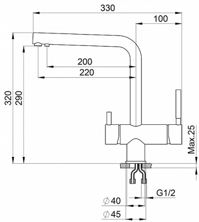 Кухонный смеситель GRANULA 2305, СЛАНЕЦ