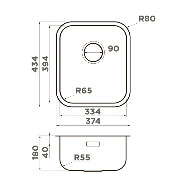 Omoikiri Omi 38-U/I-IN нерж. сталь/нержавеющая сталь
