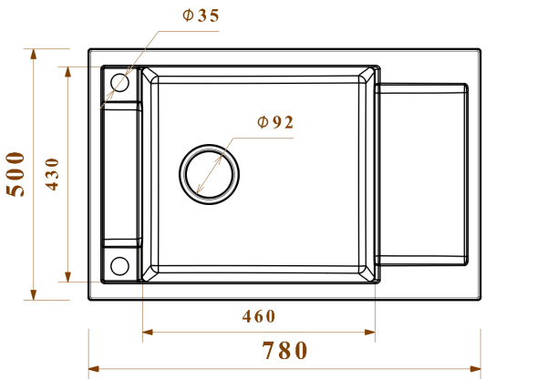 Кухонная мойка GRANULA 7806, АРКТИК (БЕЛЫЙ), кварц