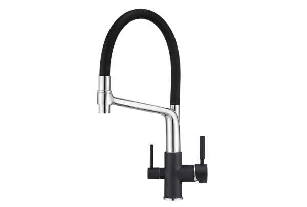 Кухонный смеситель GRANULA 0083, ШВАРЦ (чёрный металлик)