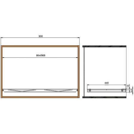 Сетчатая полка в базу 900, отделка хром