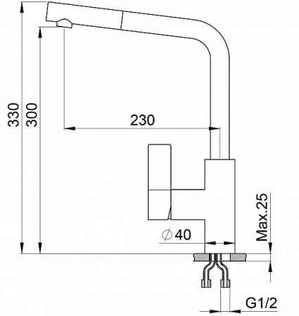 Кухонный смеситель GRANULA 2502, ТУРМАЛИН