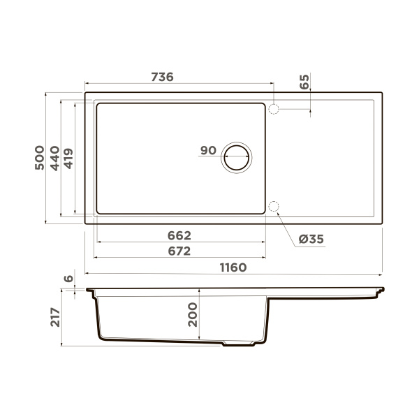 Omoikiri Sintesi 116-GB Artceramic/графит