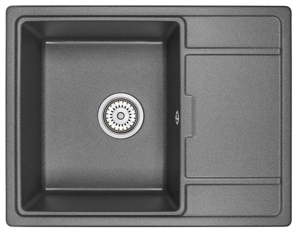 Кухонная мойка GRANULA 6503, ГРАФИТ (ЧЁРНО-СЕРЫЙ), кварц