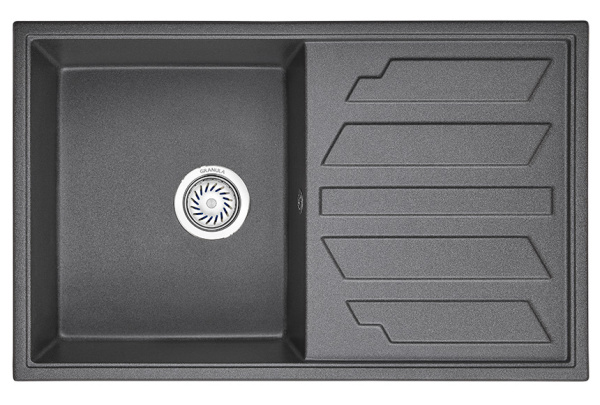 Кухонная мойка GRANULA 8002, ГРАФИТ (ЧЁРНО-СЕРЫЙ), кварц