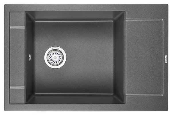 Кухонная мойка GRANULA 7806, ГРАФИТ (ЧЁРНО-СЕРЫЙ), кварц