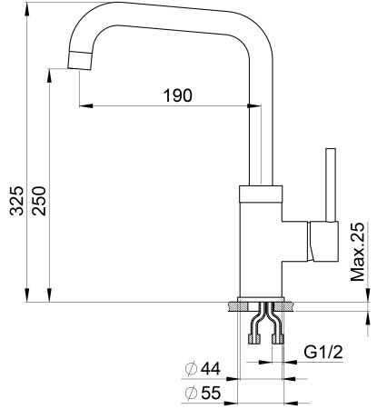 Кухонный смеситель GRANULA 0041, ЧЁРНЫЙ