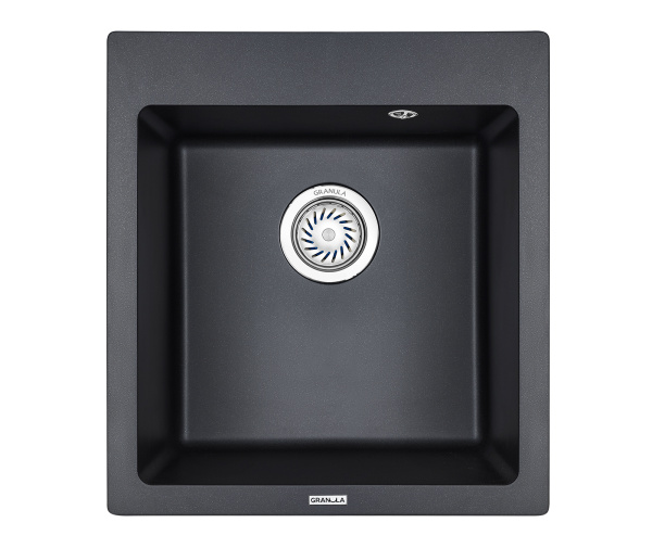 Кухонная мойка GRANULA 4651, ШВАРЦ (чёрный металлик), кварц