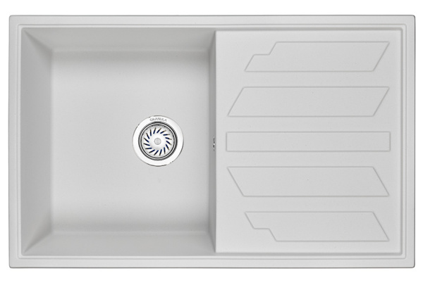 Кухонная мойка GRANULA 8002, АРКТИК (БЕЛЫЙ), кварц