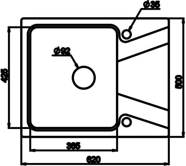 Кухонная мойка GRANULA 6201, АРКТИК (БЕЛЫЙ), кварц