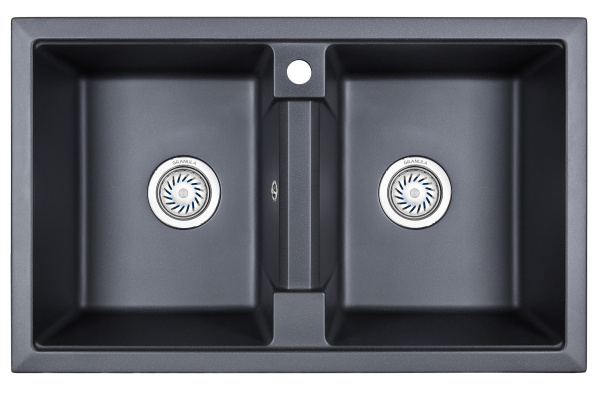 Кухонная мойка GRANULA 8101, ШВАРЦ (чёрный металлик), кварц